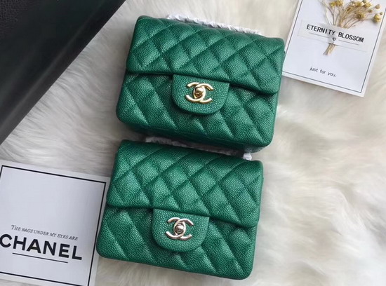 Chanel Mini Caviar Flap Bag Pearl Green Silver Hardware