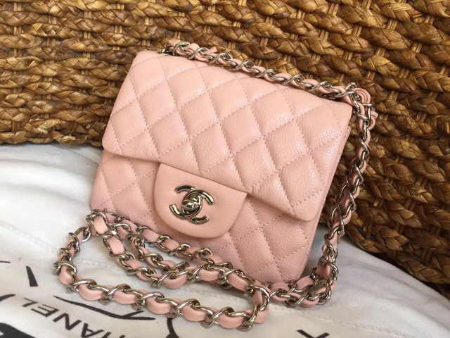 Chanel Mini Caviar Flap Bag Pink Gold Chain for Sale