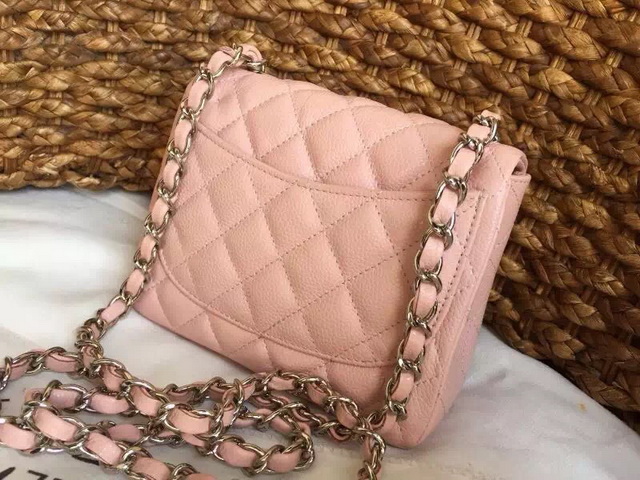 Chanel Mini Caviar Flap Bag Pink Gold Chain for Sale