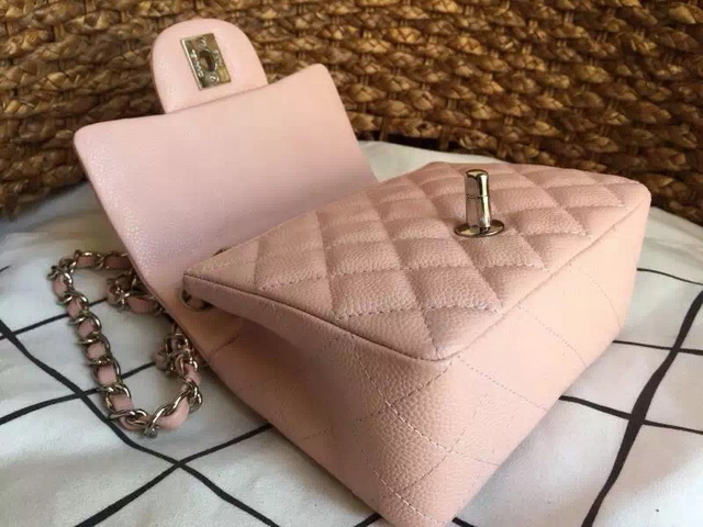 Chanel Mini Caviar Flap Bag Pink Gold Chain for Sale