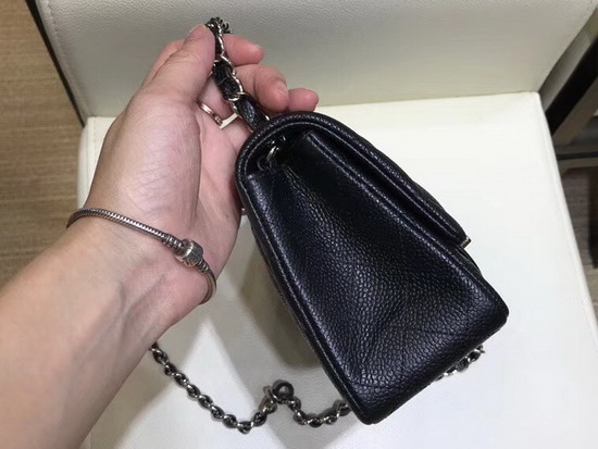 Chanel Mini Caviar Flap Bag in Black with Silver Hardware