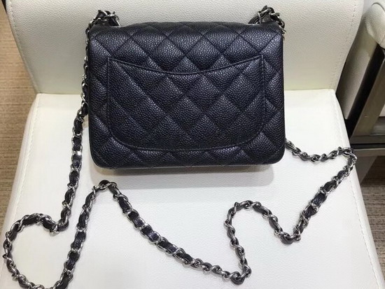 Chanel Mini Caviar Flap Bag in Black with Silver Hardware