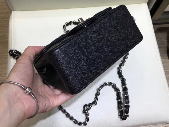 Chanel Mini Caviar Flap Bag in Black with Silver Hardware