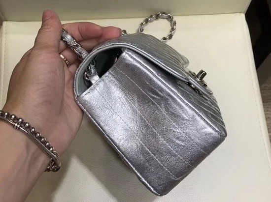 Chanel Mini Chevron Flap Bag in Silver