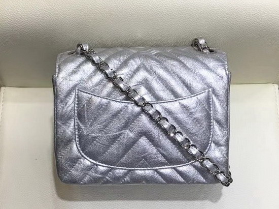 Chanel Mini Chevron Flap Bag in Silver