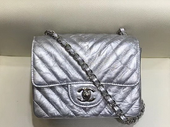 Chanel Mini Chevron Flap Bag in Silver