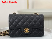 Chanel Mini Classic Flap Bag in Black Grained Calfskin Gold Tone Metal Replica