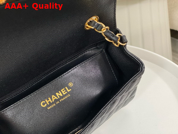 Chanel Mini Classic Flap Bag in Black Grained Calfskin Gold Tone Metal Replica