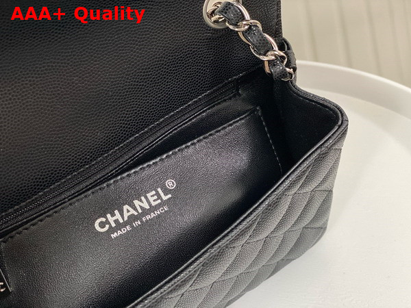 Chanel Mini Classic Flap Bag in Black Grained Calfskin Silver Tone Metal Replica