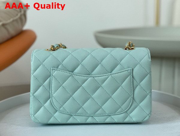 Chanel Mini Classic Flap Bag in Turquoise Grained Calfskin Gold Tone Metal Replica