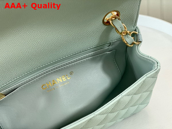 Chanel Mini Classic Flap Bag in Turquoise Grained Calfskin Gold Tone Metal Replica