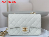 Chanel Mini Classic Flap Bag in White Grained Calfskin Gold Tone Metal Replica