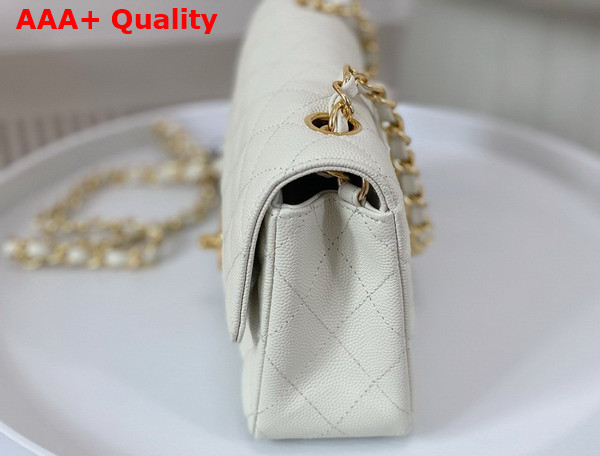 Chanel Mini Classic Flap Bag in White Grained Calfskin Gold Tone Metal Replica