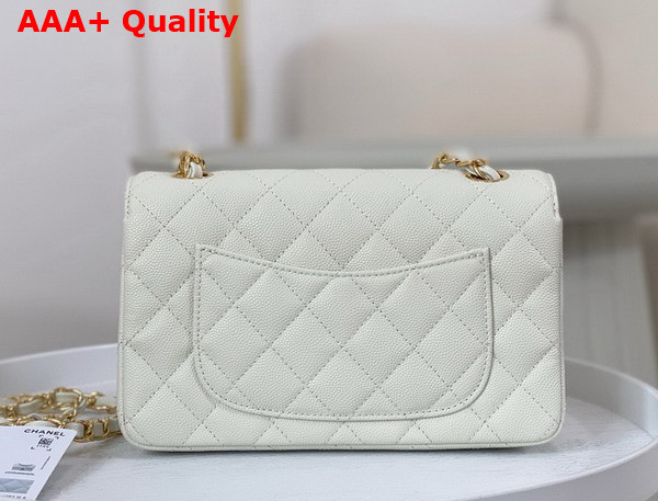 Chanel Mini Classic Flap Bag in White Grained Calfskin Gold Tone Metal Replica