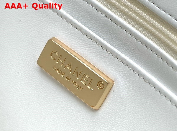 Chanel Mini Classic Handbag Embroidered Tweed Sequins Gold Tone Metal White Pink Green and Blue A69900 Replica