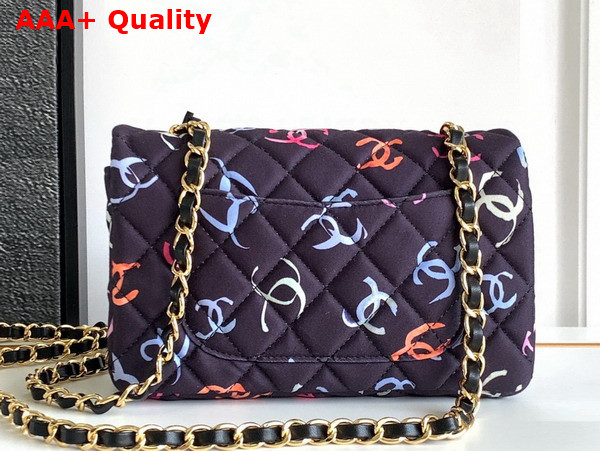 Chanel Mini Classic Handbag Printed Fabric and Gold Tone Metal Black and Multicolor Ref A69900 Replica