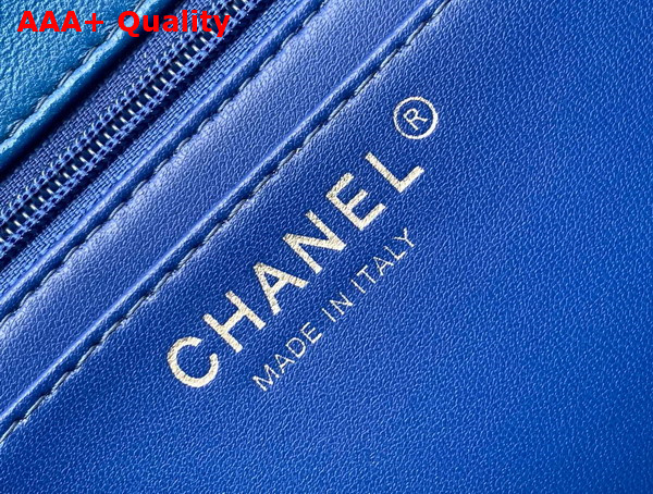 Chanel Mini Classic Handbag Tweed Silver Tone Metal Blue and White Ref A69900 Replica