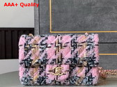 Chanel Mini Classic Handbag Wool Tweed Gold Tone Metal Light Pink Black Beige and Ecru Replica