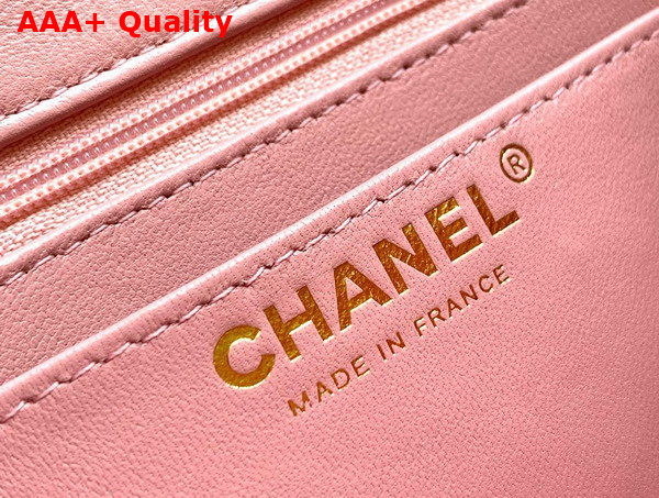 Chanel Mini Classic Handbag Wool Tweed Gold Tone Metal Light Pink Black Beige and Ecru Replica