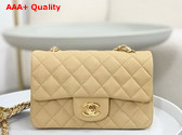 Chanel Mini Classic Handbag in Beige Grained Calfskin with Gold Tone Metal Ref A69900 Replica