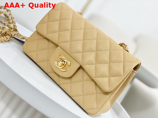 Chanel Mini Classic Handbag in Beige Grained Calfskin with Gold Tone Metal Ref A69900 Replica