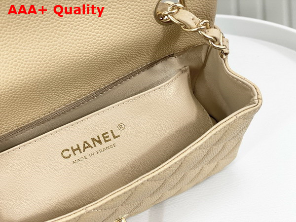 Chanel Mini Classic Handbag in Beige Grained Calfskin with Gold Tone Metal Ref A69900 Replica