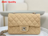 Chanel Mini Classic Handbag in Beige Grained Calfskin with Silver Tone Metal Ref A69900 Replica