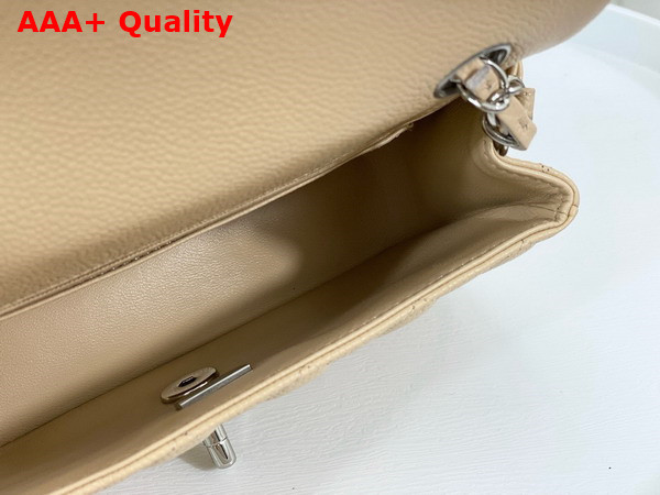 Chanel Mini Classic Handbag in Beige Grained Calfskin with Silver Tone Metal Ref A69900 Replica