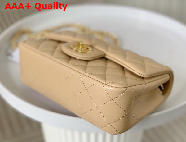 Chanel Mini Classic Handbag in Beige Lambskin Gold Tone Metal Ref A69900 Replica