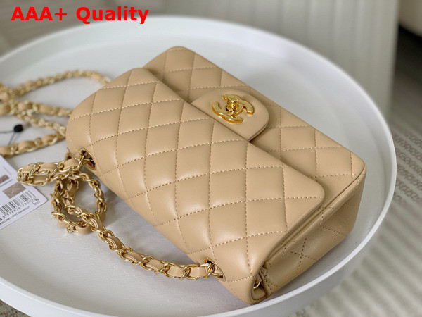 Chanel Mini Classic Handbag in Beige Lambskin Gold Tone Metal Ref A69900 Replica