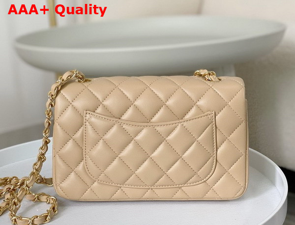 Chanel Mini Classic Handbag in Beige Lambskin Gold Tone Metal Ref A69900 Replica