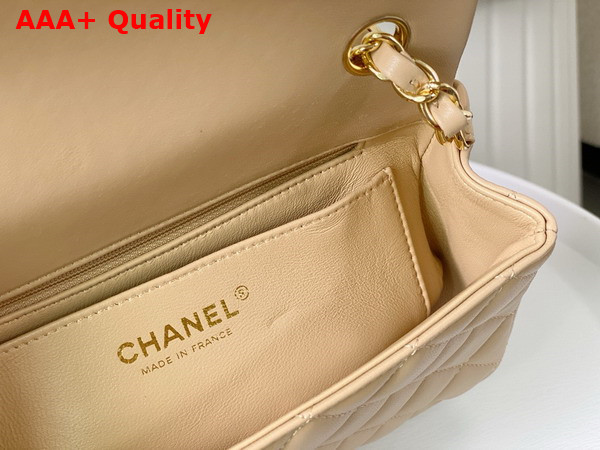 Chanel Mini Classic Handbag in Beige Lambskin Gold Tone Metal Ref A69900 Replica