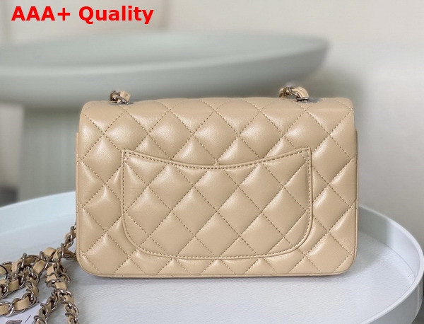 Chanel Mini Classic Handbag in Beige Lambskin Silver Tone Metal Ref A69900 Replica