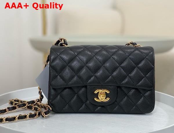 Chanel Mini Classic Handbag in Black Grained Calfskin with Gold Tone Metal Ref A69900 Replica