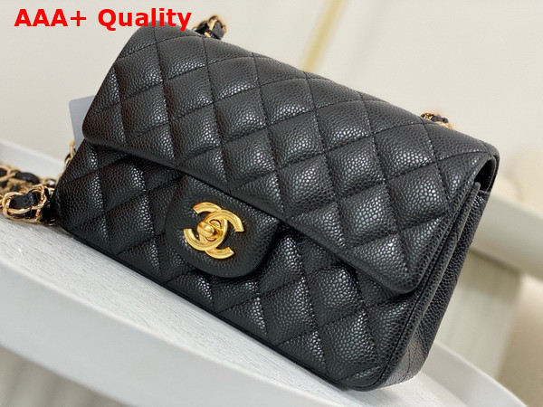 Chanel Mini Classic Handbag in Black Grained Calfskin with Gold Tone Metal Ref A69900 Replica