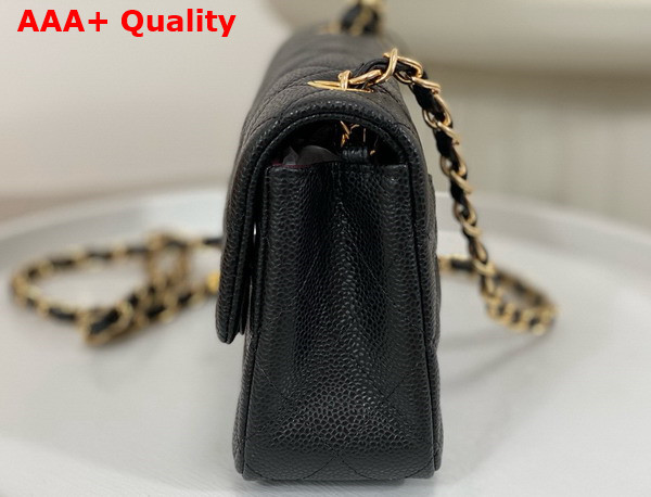 Chanel Mini Classic Handbag in Black Grained Calfskin with Gold Tone Metal Ref A69900 Replica