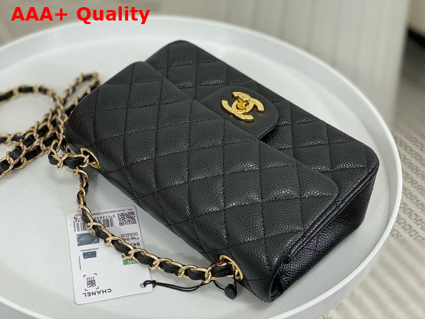 Chanel Mini Classic Handbag in Black Grained Calfskin with Gold Tone Metal Ref A69900 Replica