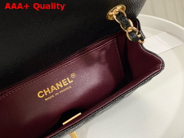 Chanel Mini Classic Handbag in Black Grained Calfskin with Gold Tone Metal Ref A69900 Replica