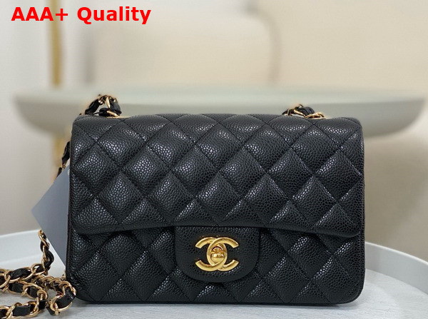 Chanel Mini Classic Handbag in Black Grained Calfskin with Gold Tone Metal Ref A69900 Replica