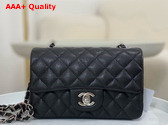 Chanel Mini Classic Handbag in Black Grained Calfskin with Silver Tone Metal Ref A69900 Replica