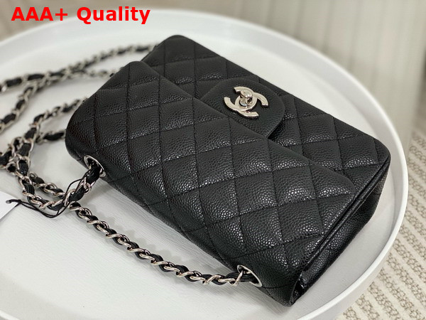 Chanel Mini Classic Handbag in Black Grained Calfskin with Silver Tone Metal Ref A69900 Replica