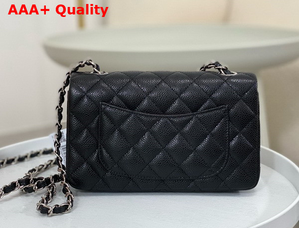 Chanel Mini Classic Handbag in Black Grained Calfskin with Silver Tone Metal Ref A69900 Replica