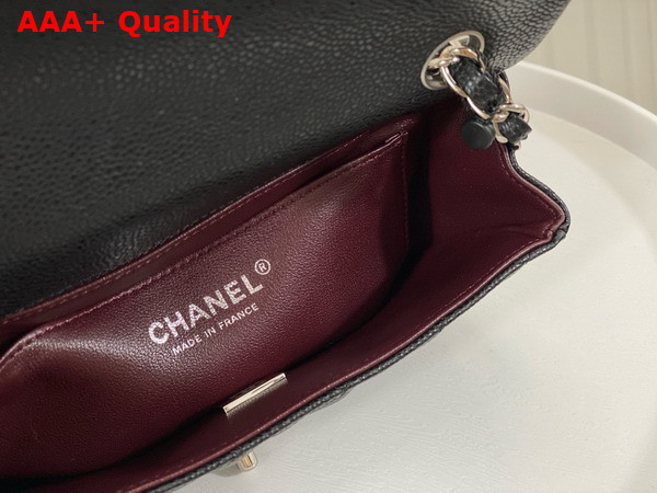 Chanel Mini Classic Handbag in Black Grained Calfskin with Silver Tone Metal Ref A69900 Replica