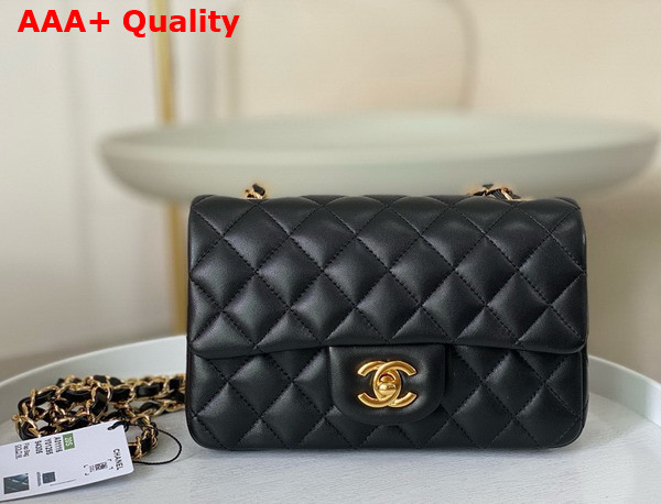 Chanel Mini Classic Handbag in Black Lambskin Gold Tone Metal Ref A69900 Replica