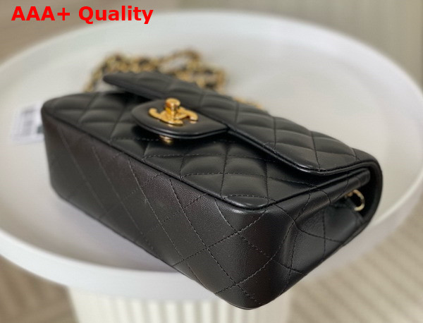 Chanel Mini Classic Handbag in Black Lambskin Gold Tone Metal Ref A69900 Replica