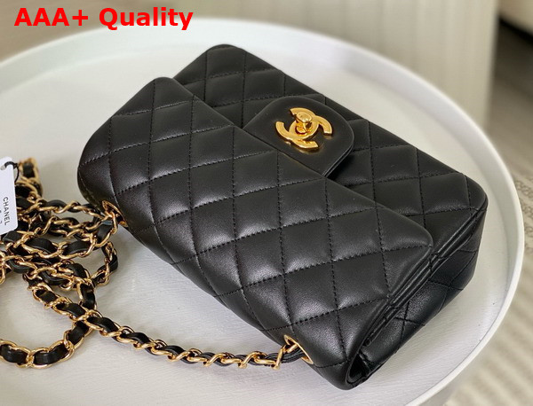 Chanel Mini Classic Handbag in Black Lambskin Gold Tone Metal Ref A69900 Replica