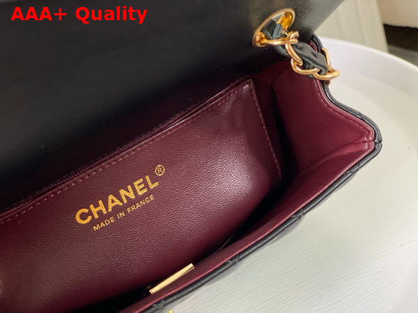 Chanel Mini Classic Handbag in Black Lambskin Gold Tone Metal Ref A69900 Replica