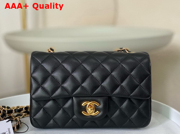 Chanel Mini Classic Handbag in Black Lambskin Gold Tone Metal Ref A69900 Replica