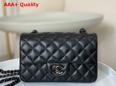 Chanel Mini Classic Handbag in Black Lambskin Ruthenium Finish Metal Ref A69900 Replica