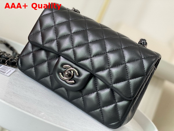 Chanel Mini Classic Handbag in Black Lambskin Ruthenium Finish Metal Ref A69900 Replica